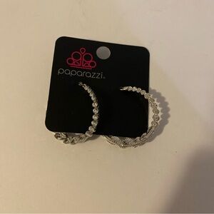 Paparazzi Prime Time Princess White Hoop Earrings NEW